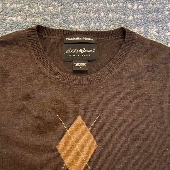 eddie bauer argyle brown sweater - Picture 3 of 4